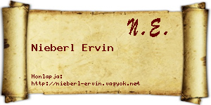 Nieberl Ervin névjegykártya